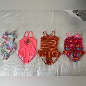 Little Girls One Piece Swim Suit Lot Size 4T